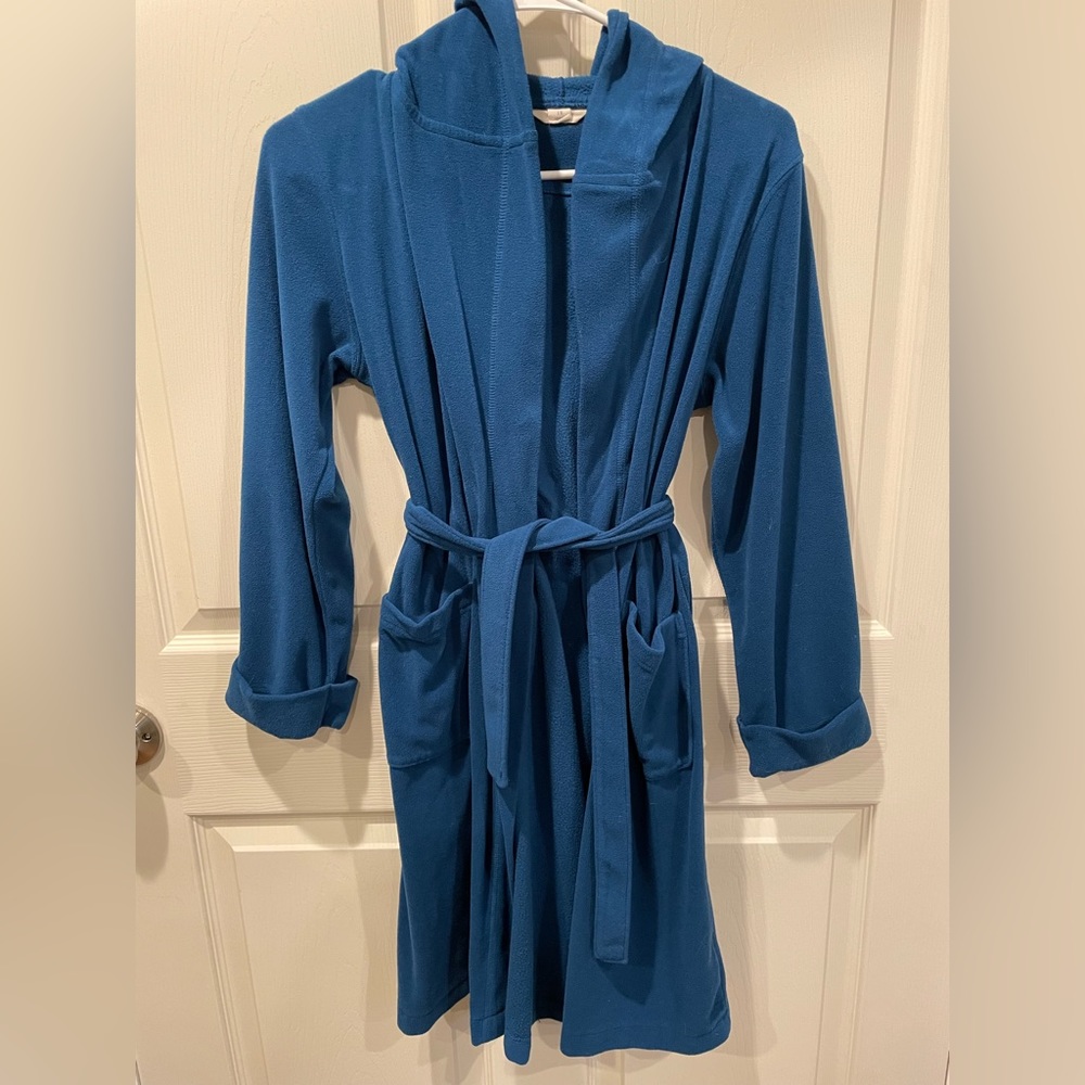 Lands End fleece Robe teal color size 12